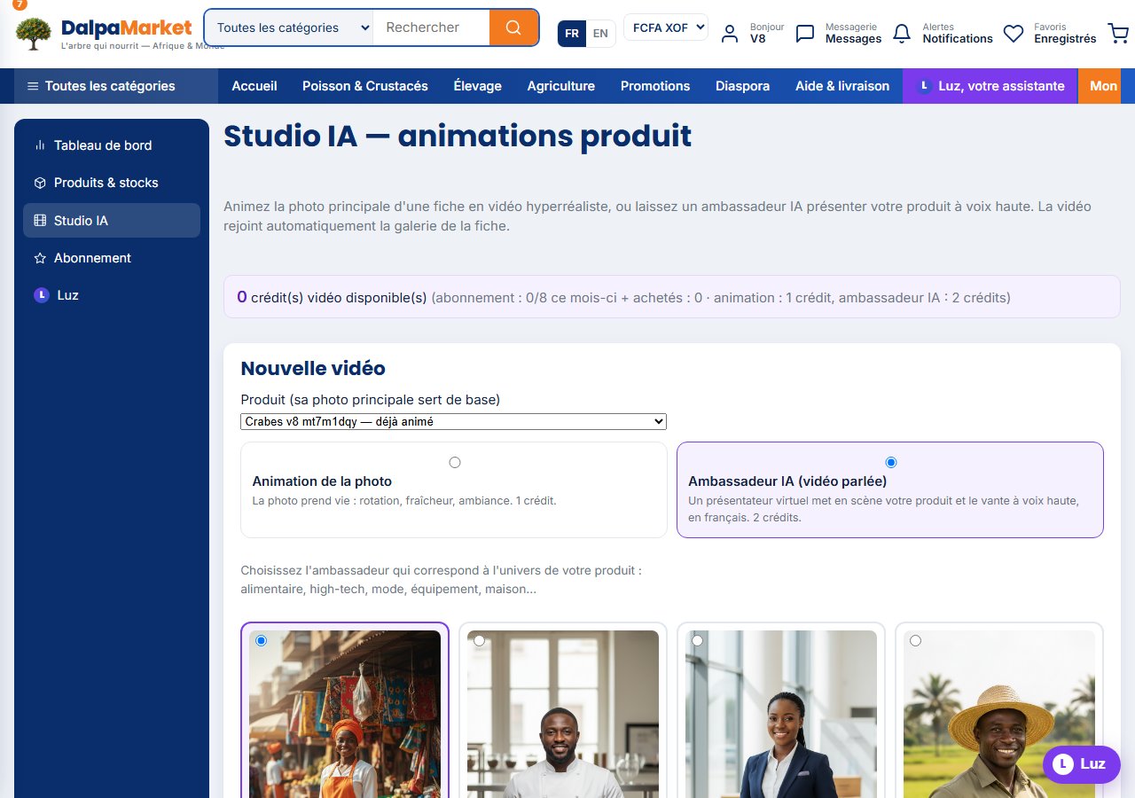 Capture d'écran — Studio IA : animations et ambassadeurs