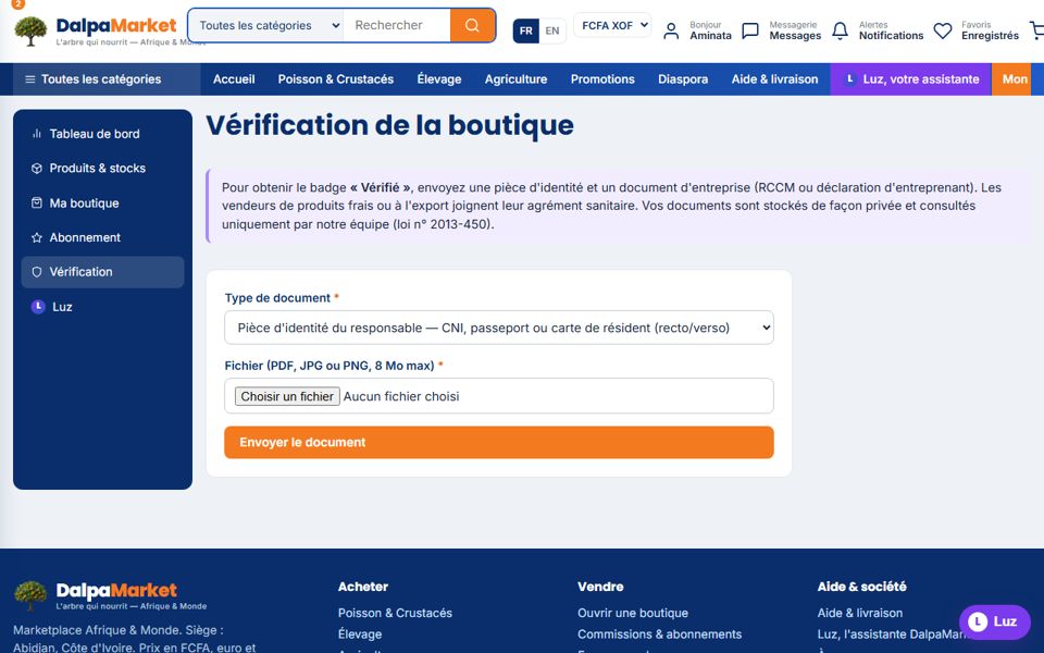 Capture d'écran — Obtenir le badge « Vérifié »
